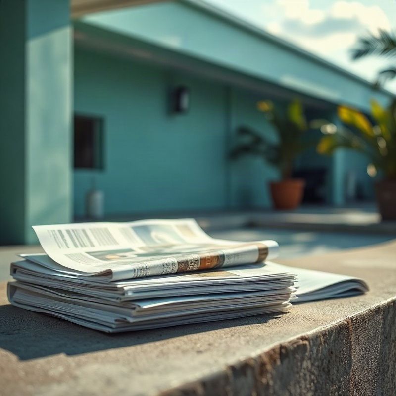 Pilha de revistas e páginas impressas sobre superfície de concreto